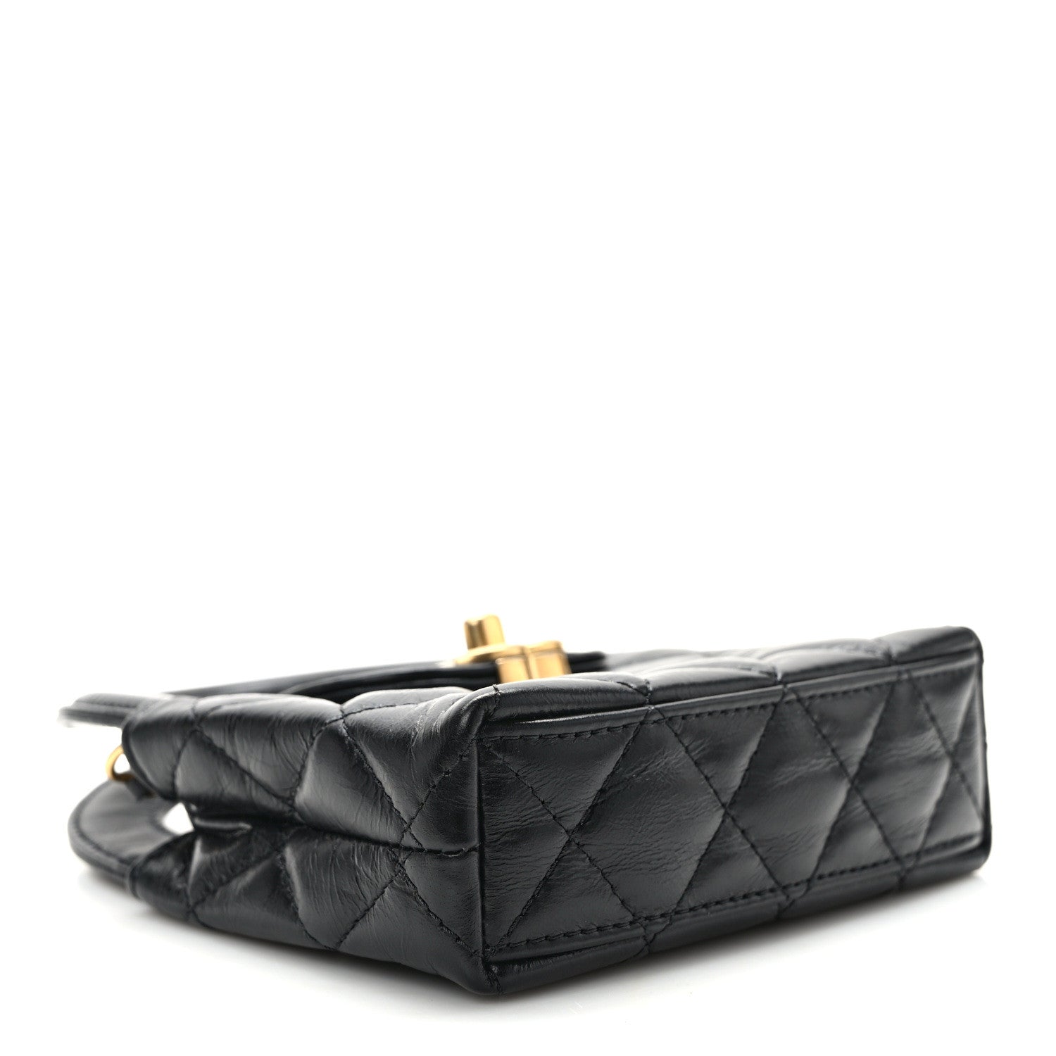 Chanel Shiny Aged Calfskin Quilted Mini Nano Kelly Shopper Black 4 of 12