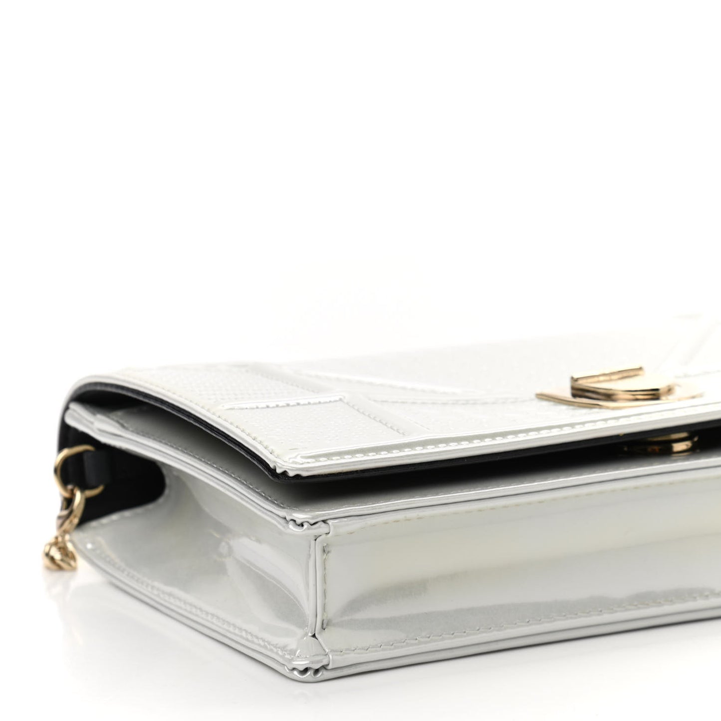 Patent Micro-Cannage Diorama Wallet on Chain Pouch White