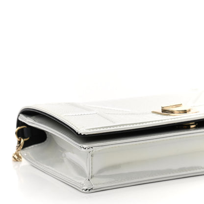 Christian Dior Patent Micro-Cannage Diorama Wallet on Chain Pouch White 11 of 13