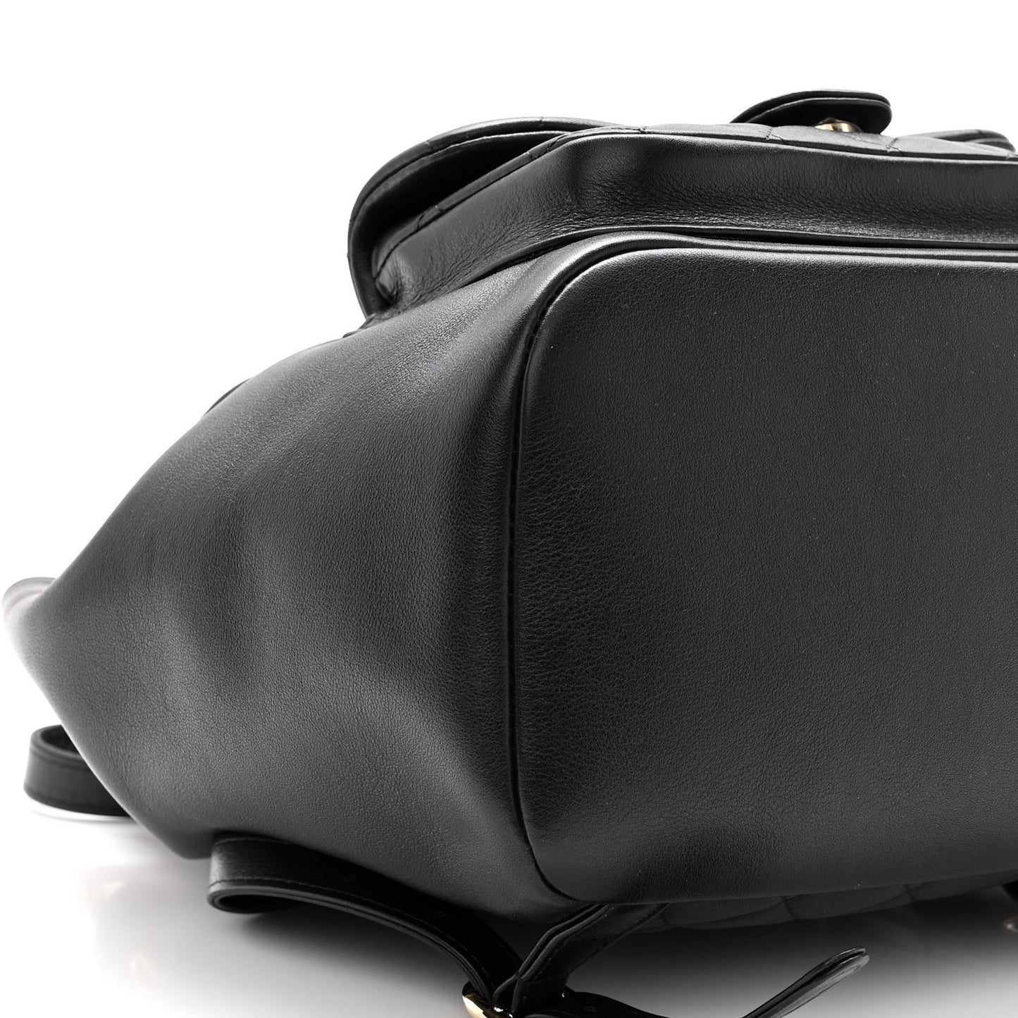 Lambskin Quilted Large Duma Drawstring Backpack Black