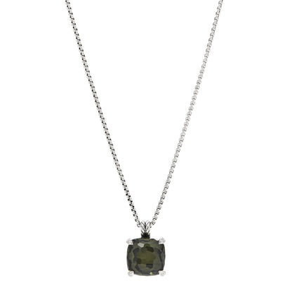 David Yurman Sterling Silver Diamond Green Orchid 14mm Chatelaine Pendant Necklace 1 of 4