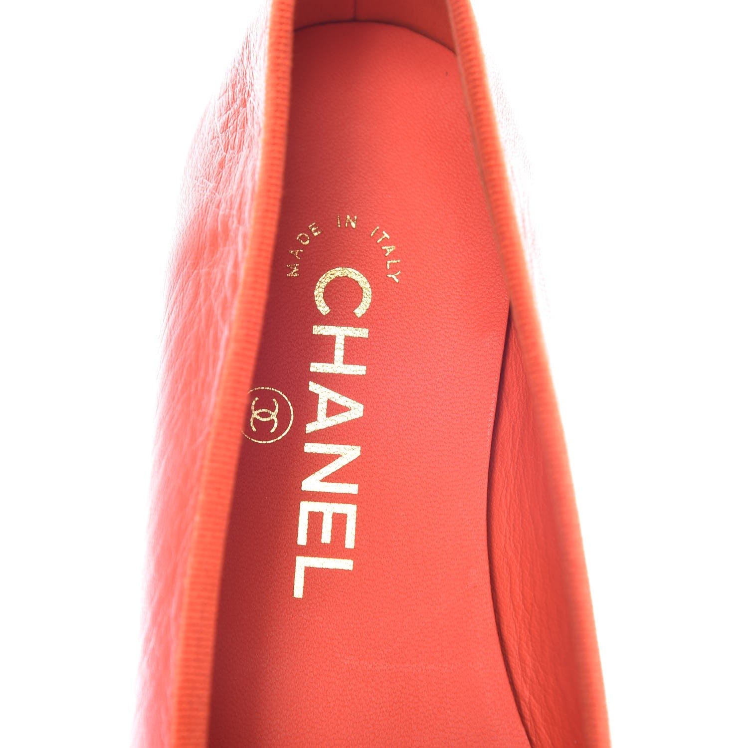 Chanel Goatskin Cap Toe CC Ballerina Flats 37 Orange 7 of 10