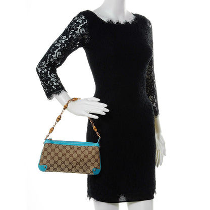 Gucci Monogram Bamboo Pochette Turquoise 2 of 7