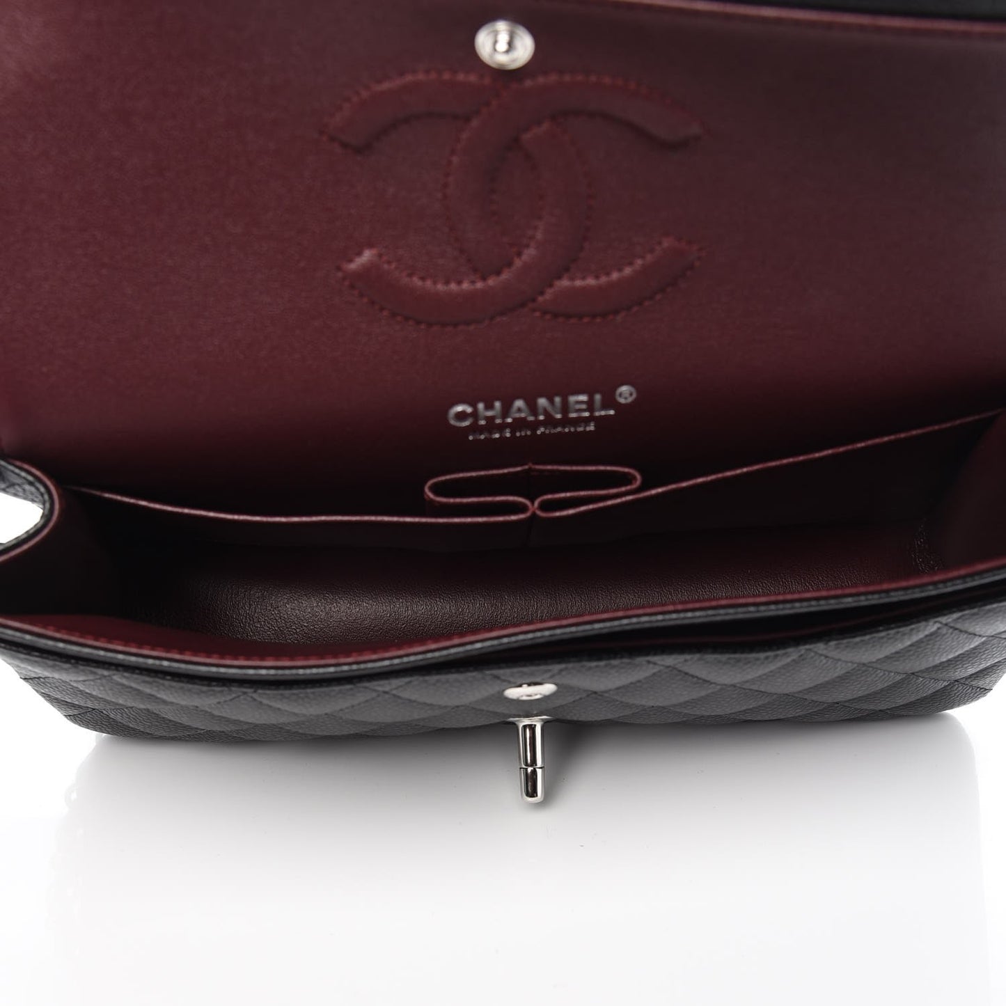 Caviar Quilted Medium Double Flap Black