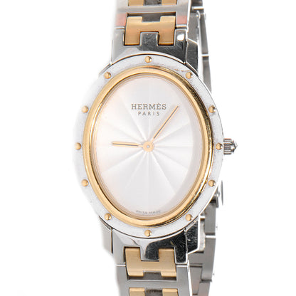 Hermes Stainless Steel 22mm Clipper Oval Quartz Watch Gold 1 of 6