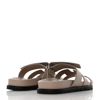 Hermes Calfskin Womens Chypre Sandals 35 Beige Mastic 4 of 9