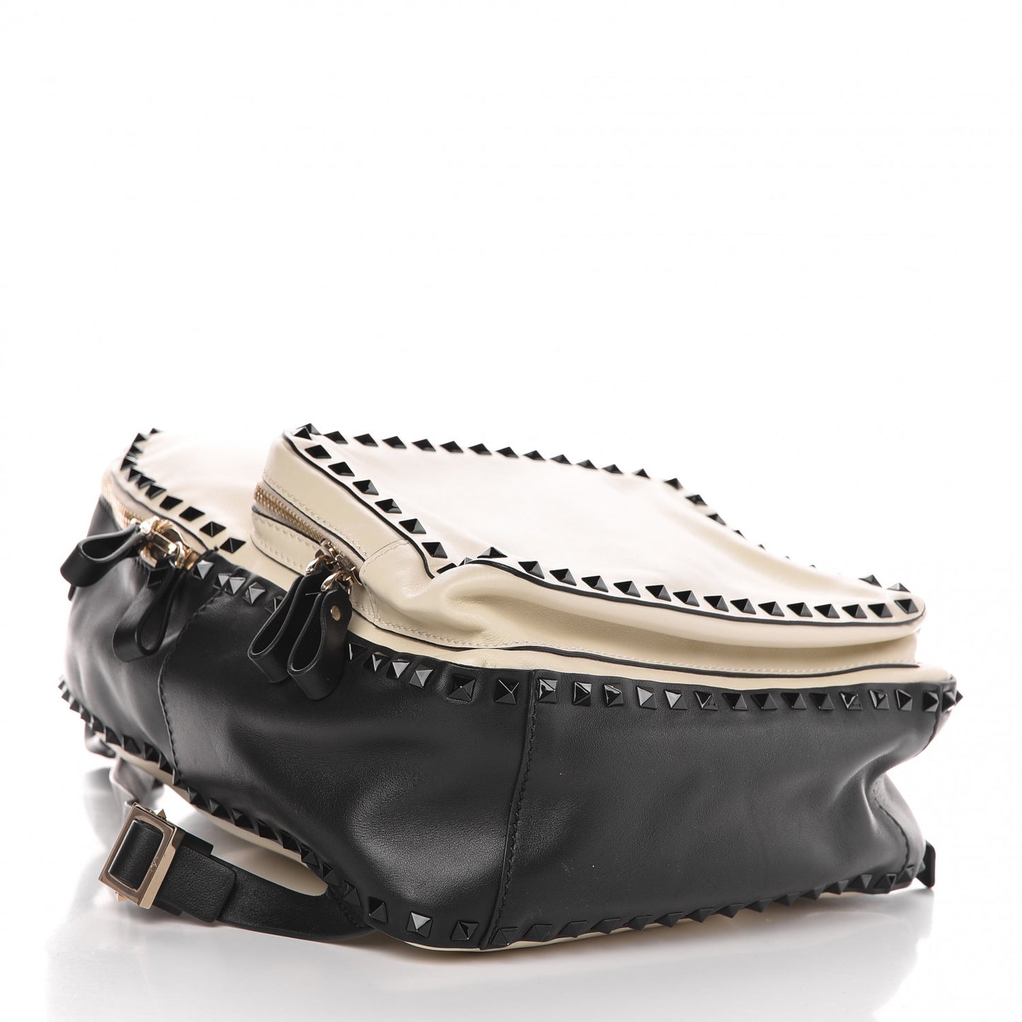 Calfskin Medium Rockstud Backpack Black Light Ivory