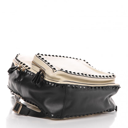 Valentino Garavani Calfskin Medium Rockstud Backpack Black Light Ivory 4 of 7