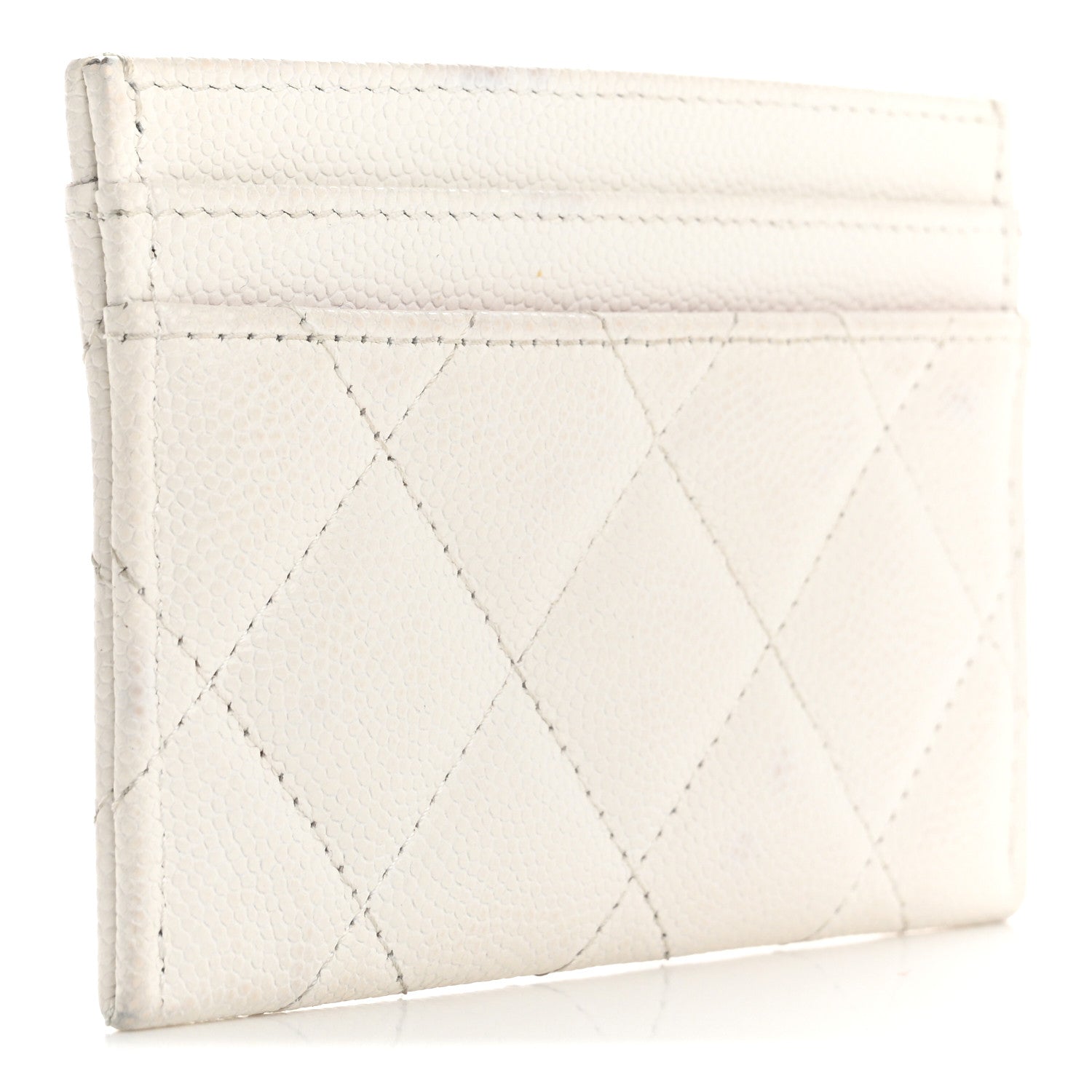 Chanel Caviar Quilted Textured CC Card Holder White 3 of 13