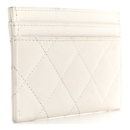 Chanel Caviar Quilted Textured CC Card Holder White 3 of 13