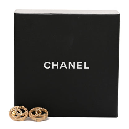 Chanel Pearl Crystal CC Round Earrings Gold 7 of 7