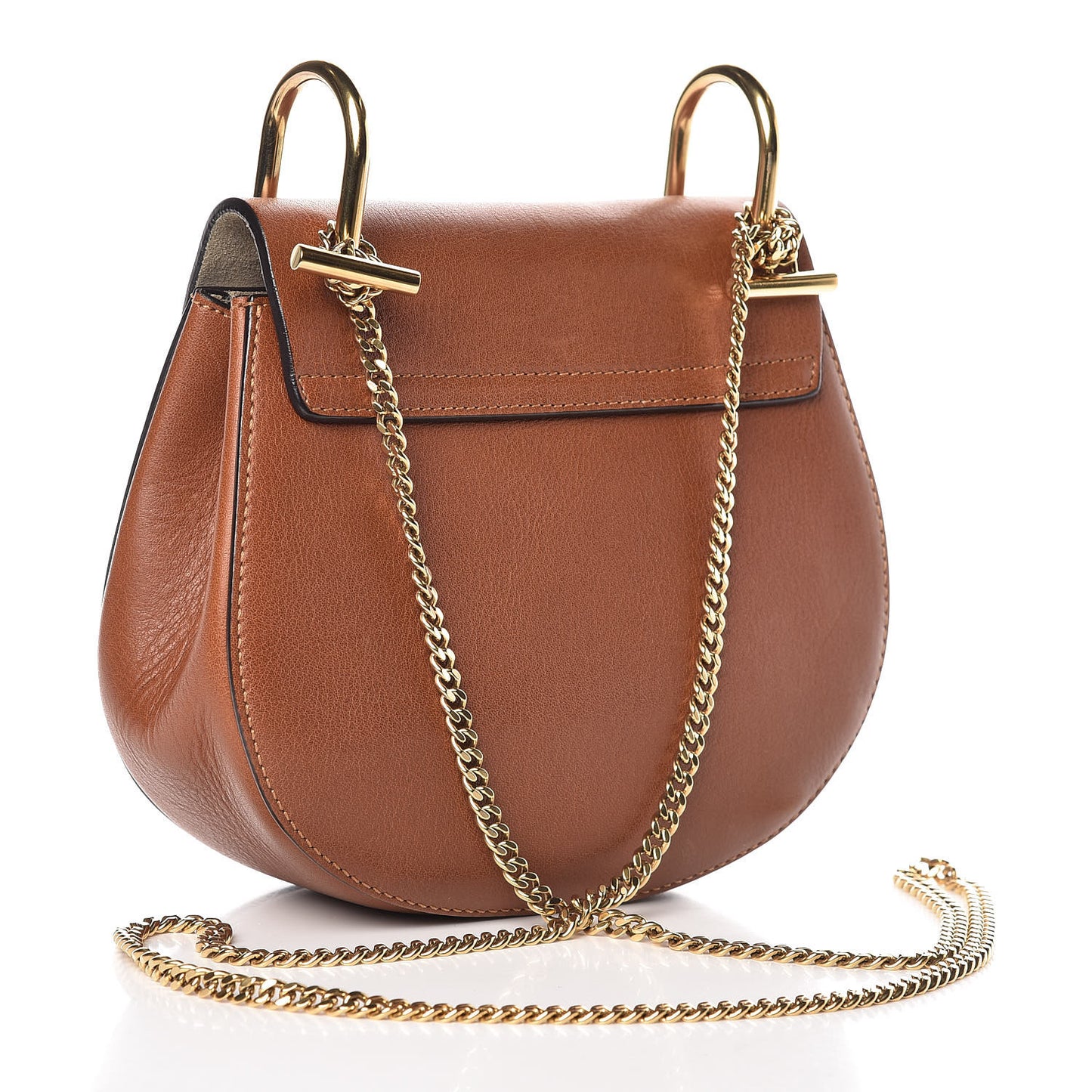 Calfskin Perforated Mini Drew Shoulder Bag Caramel