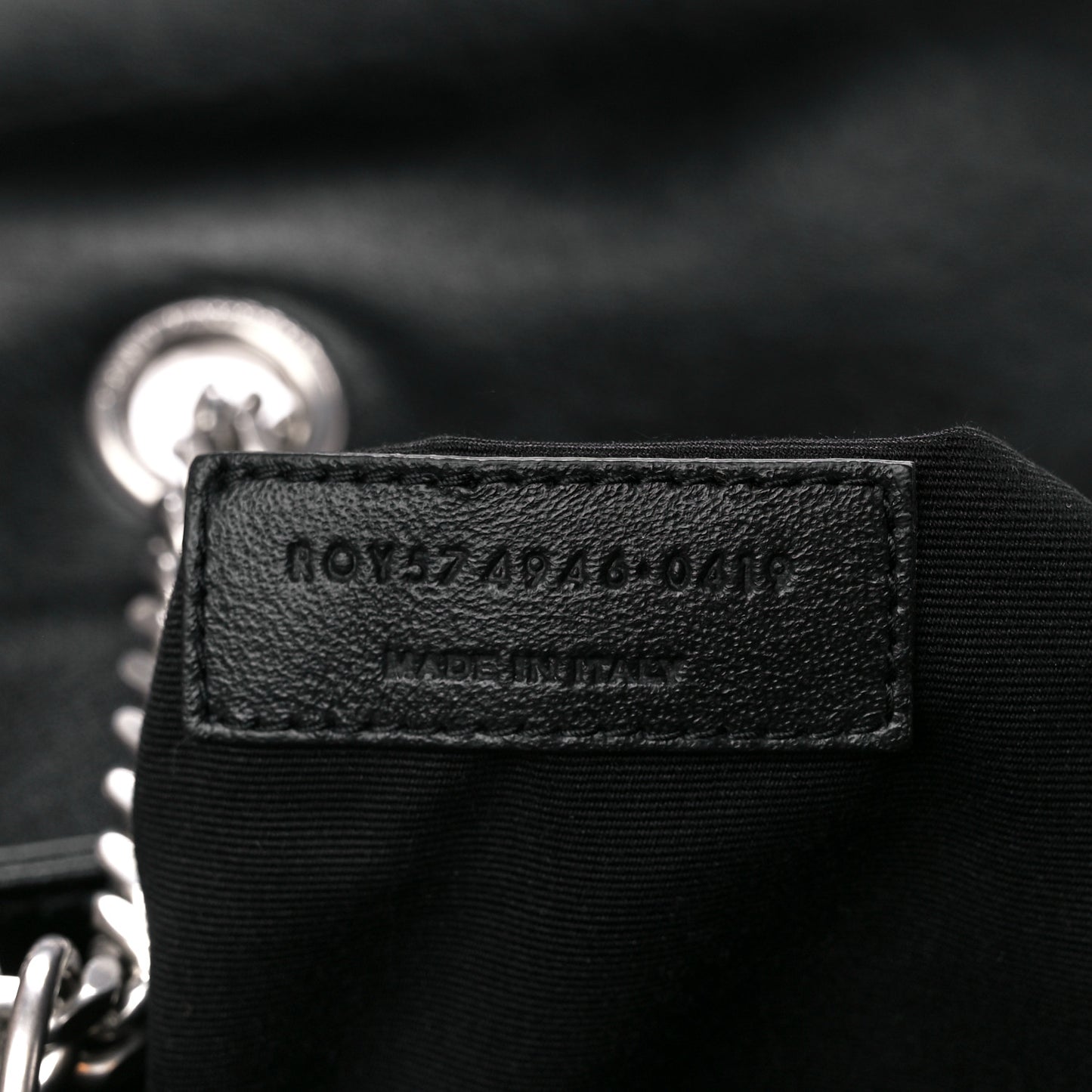 Calfskin Y Quilted Monogram Medium Loulou Chain Satchel Black