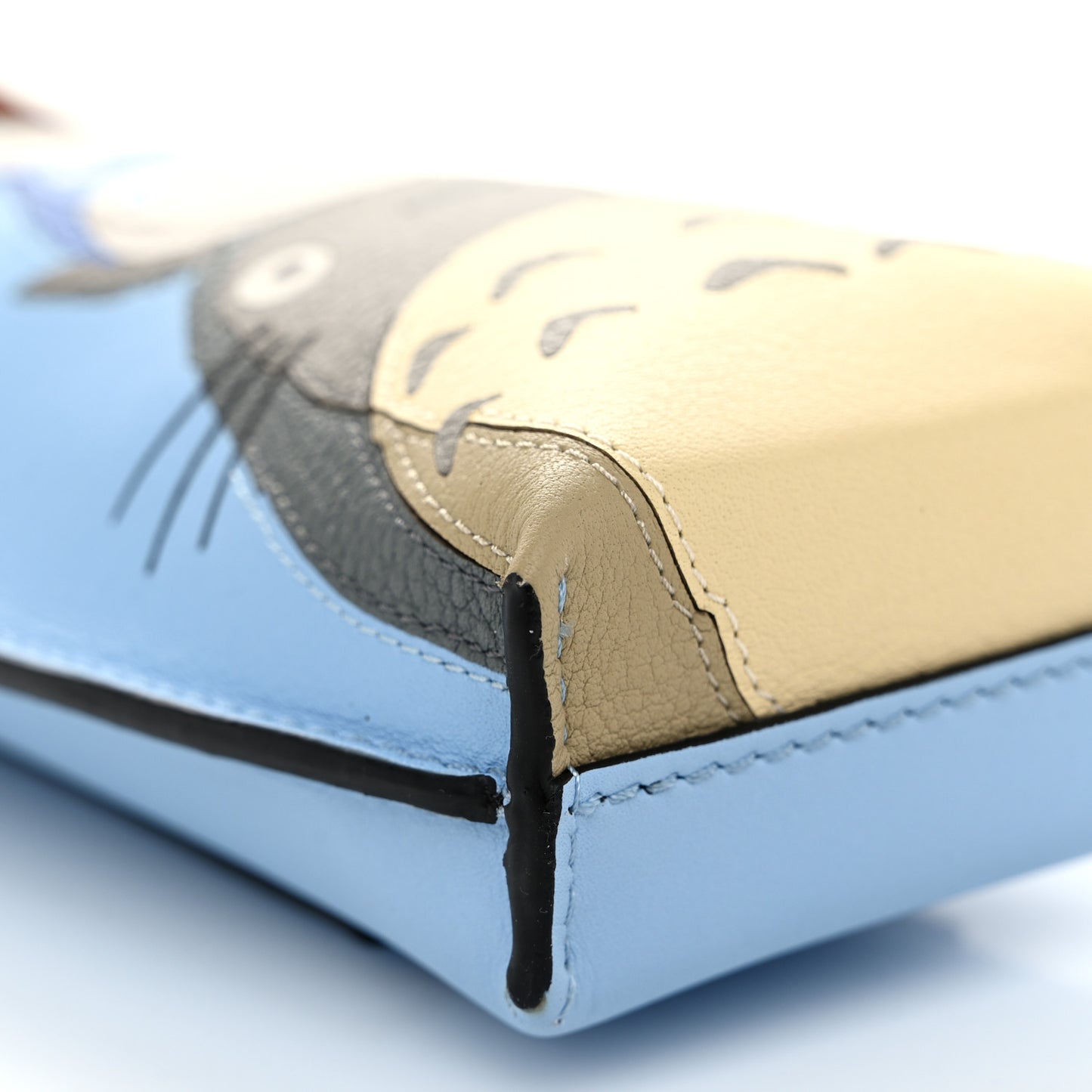 X MY NEIGHBOR TOTORO Calfskin Gate Pocket Blue Tan Multicolor
