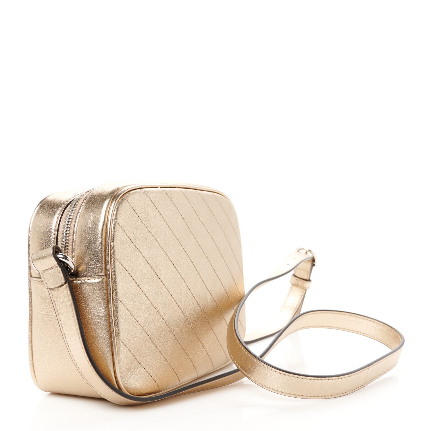 Gucci Metallic Sakai Be Green Calfskin Diagonal Stitched Small Blondie Shoulder Bag Golden Beige 3 of 11