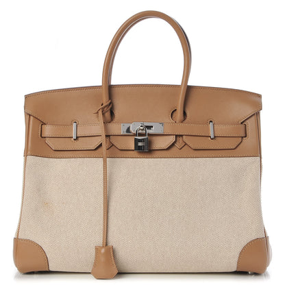 Hermes Swift Toile Birkin 35 Biscuit 1 of 38