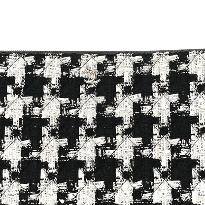 Chanel Tweed Quilted Medium Cosmetic Pouch Black Ecru White 8 of 9