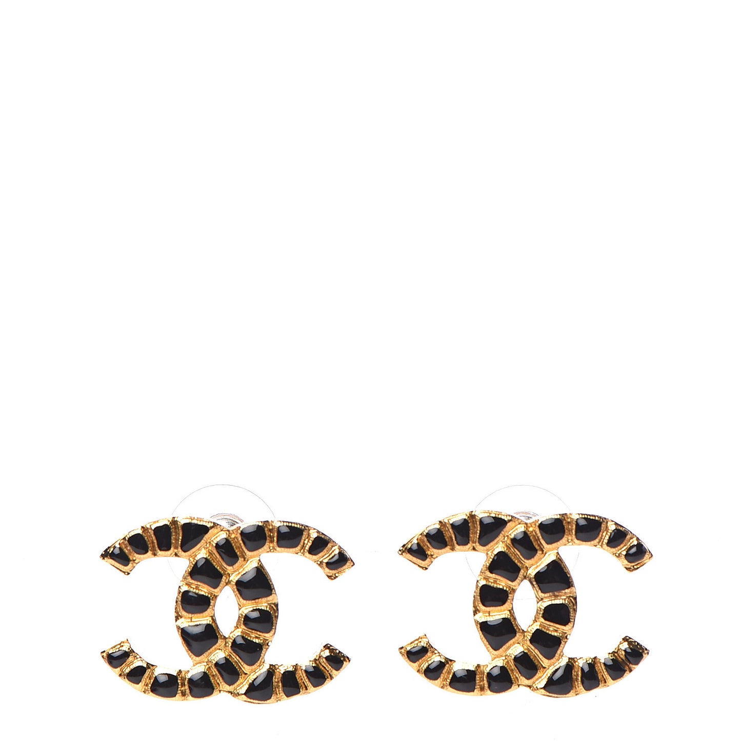 Resin Along The Nile CC Earrings Gold Black