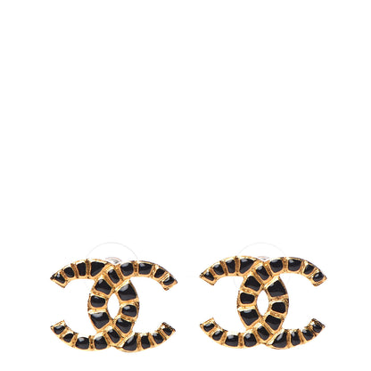 Chanel Resin Along The Nile CC Earrings Gold Black 1 of 5