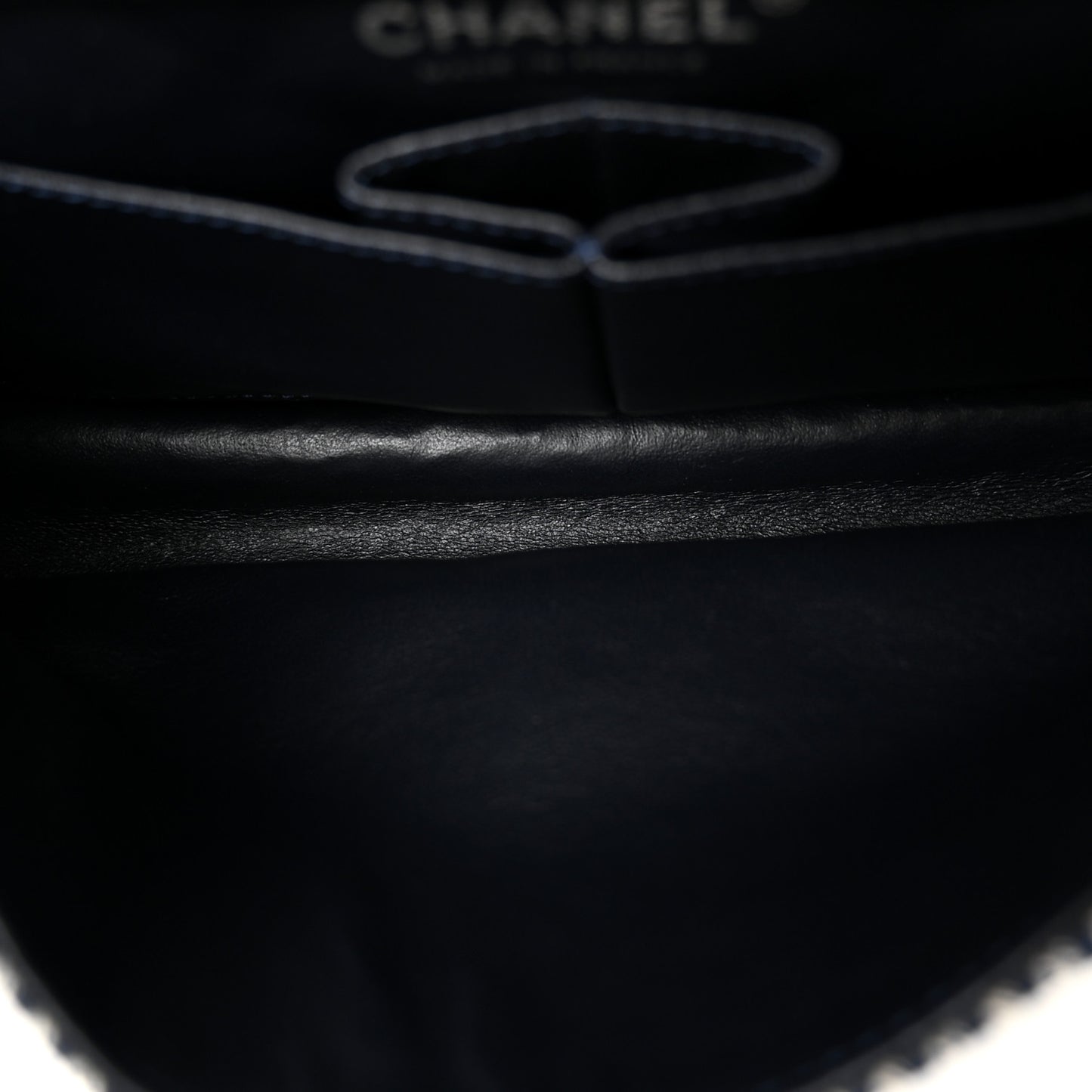 Canvas Sequin Stripe Medium Double Flap Navy Blue
