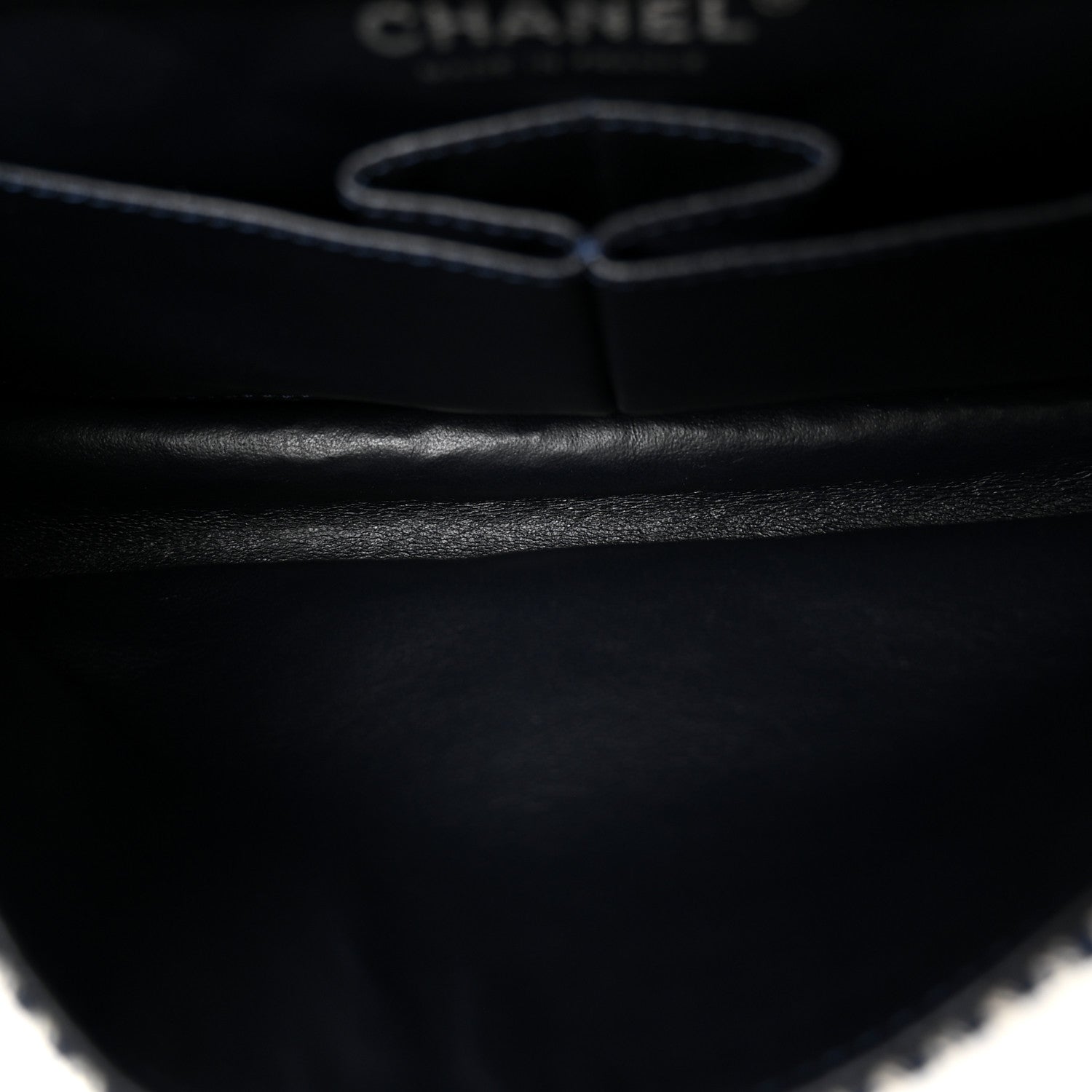 Chanel Canvas Sequin Stripe Medium Double Flap Navy Blue 5 of 11