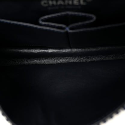 Chanel Canvas Sequin Stripe Medium Double Flap Navy Blue 5 of 11