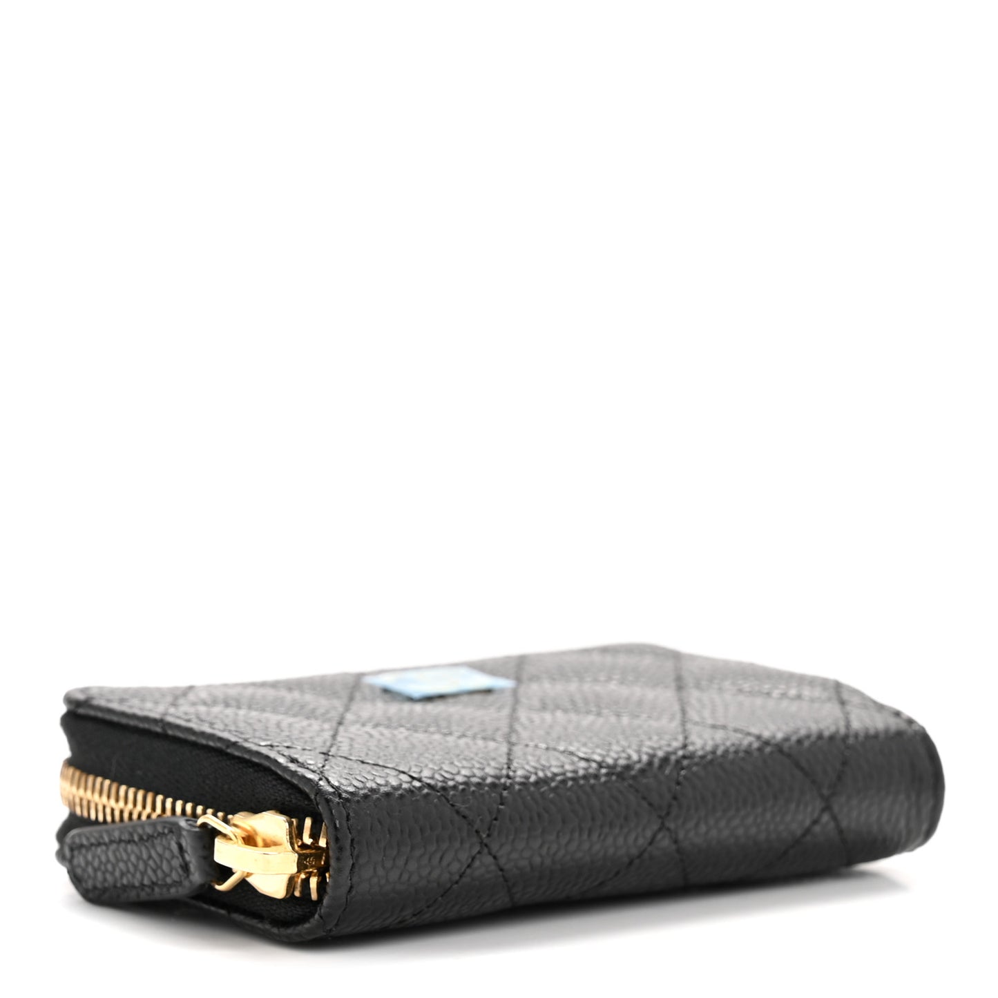 Caviar Quilted Zip Coin Purse Black