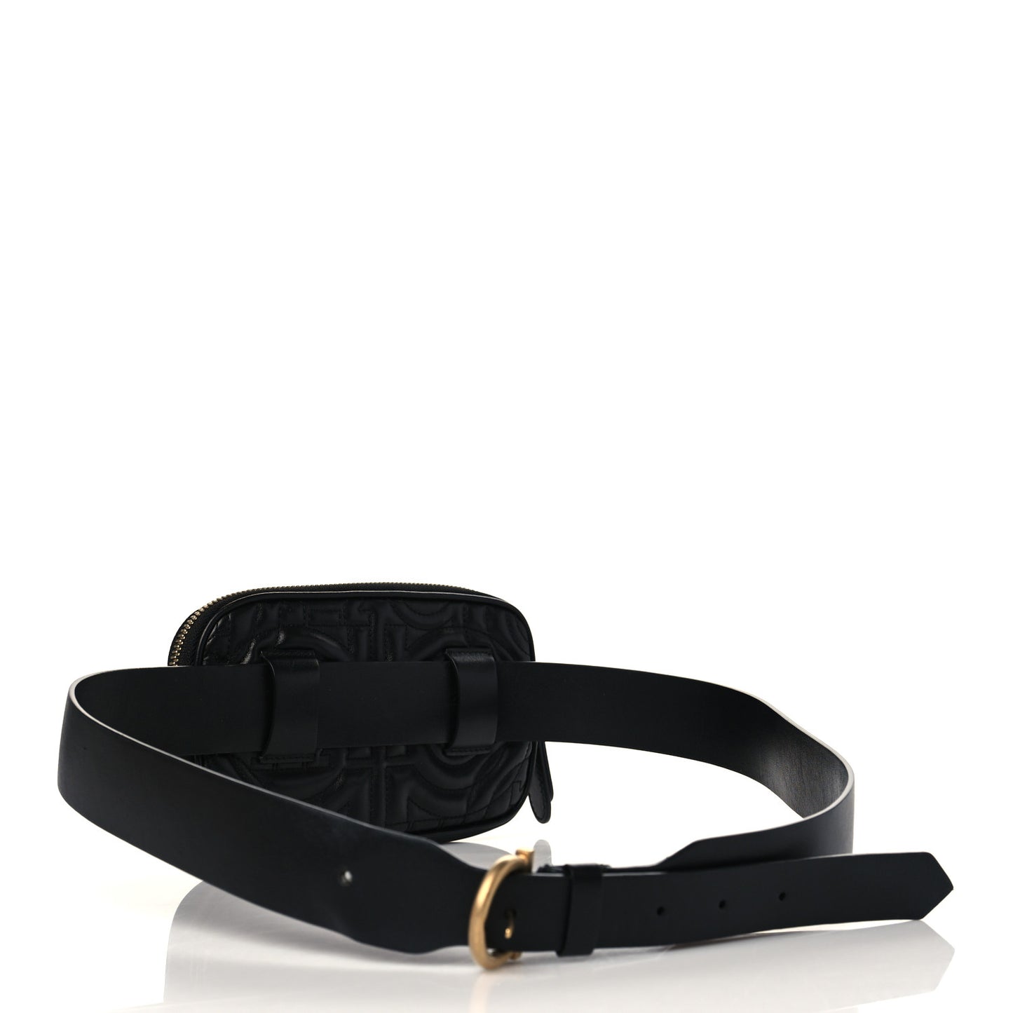 Calfskin Quilted Gancini Belt Bag Black
