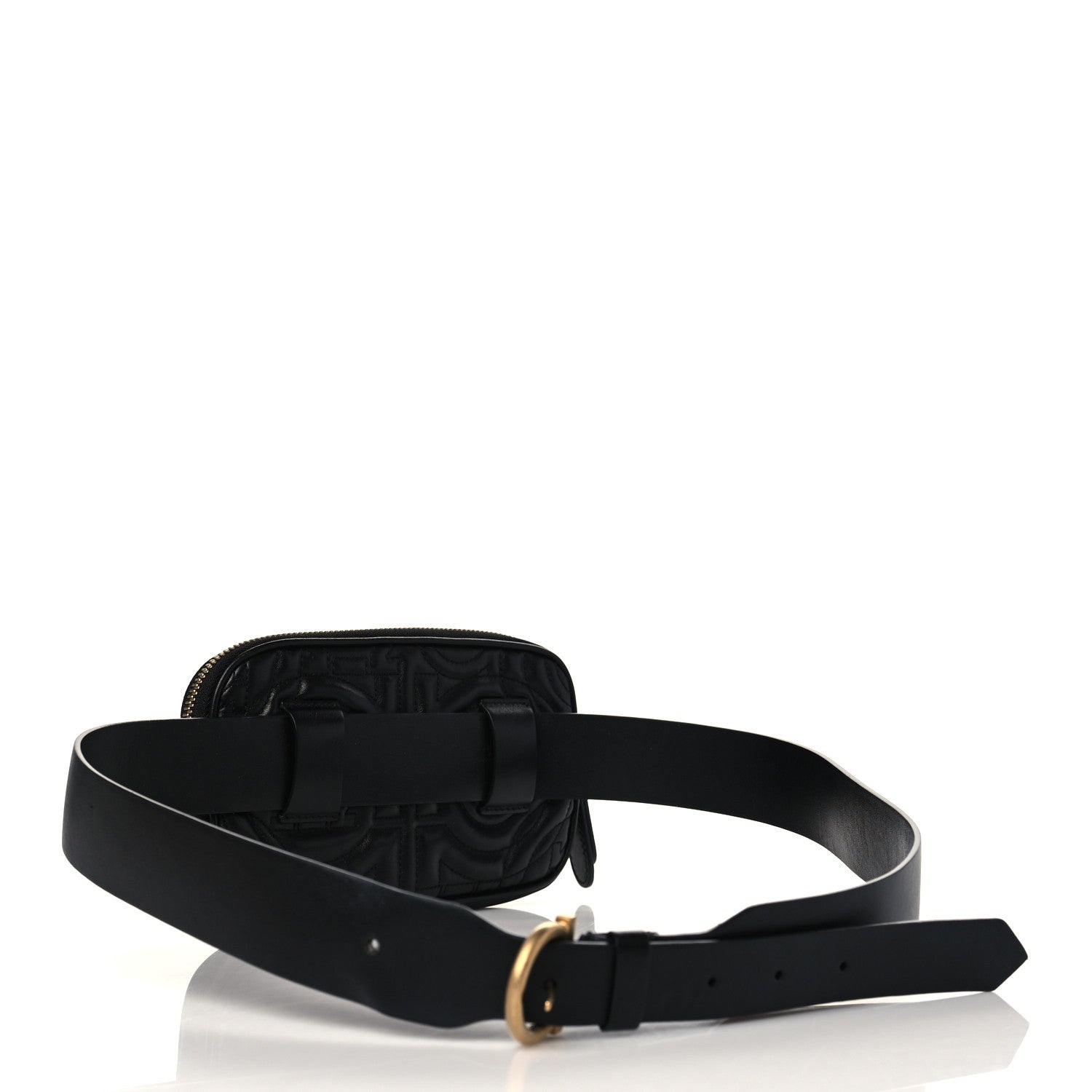 Salvatore Ferragamo Calfskin Quilted Gancini Belt Bag Black 3 of 9