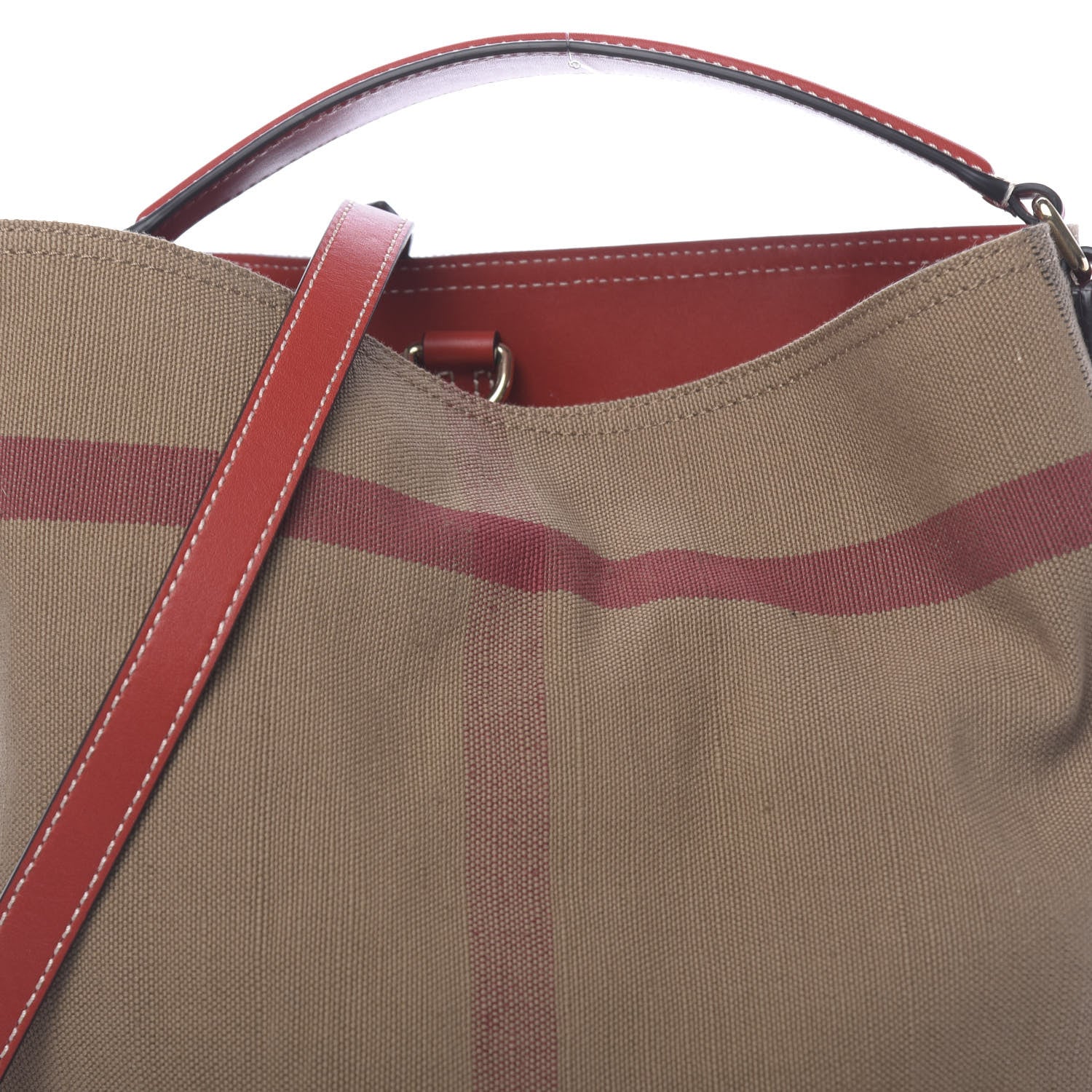Burberry Canvas Mega Check Medium Ashby Hobo Cadmium Red 11 of 11