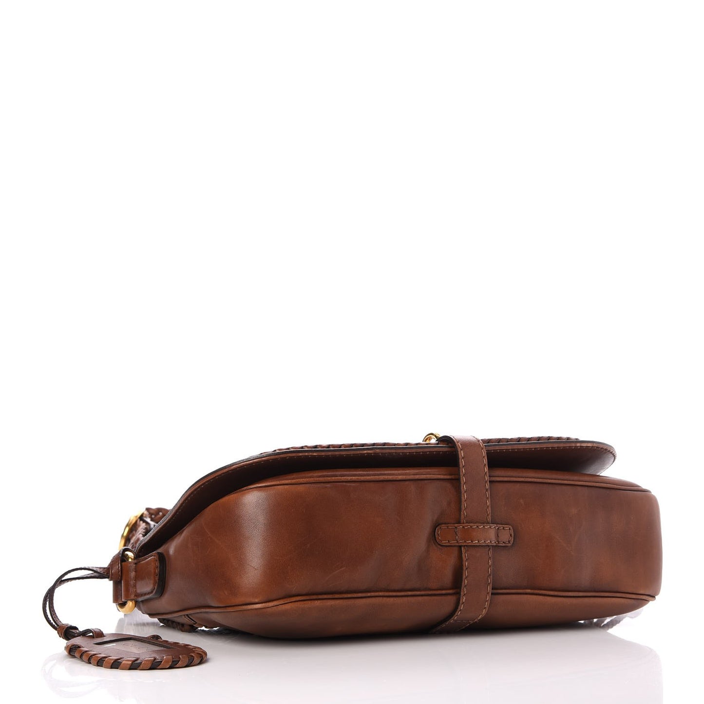 Calfskin Handmade Medium Flap Shoulder Bag Brown