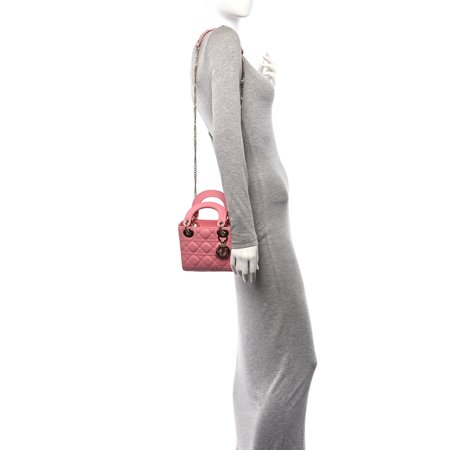 Christian Dior Lambskin Cannage Mini Lady Dior Light Pink 2 of 10