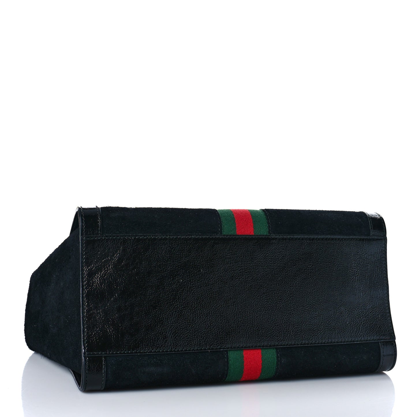 Suede Patent GG Web Medium Ophidia Tote Bag Black