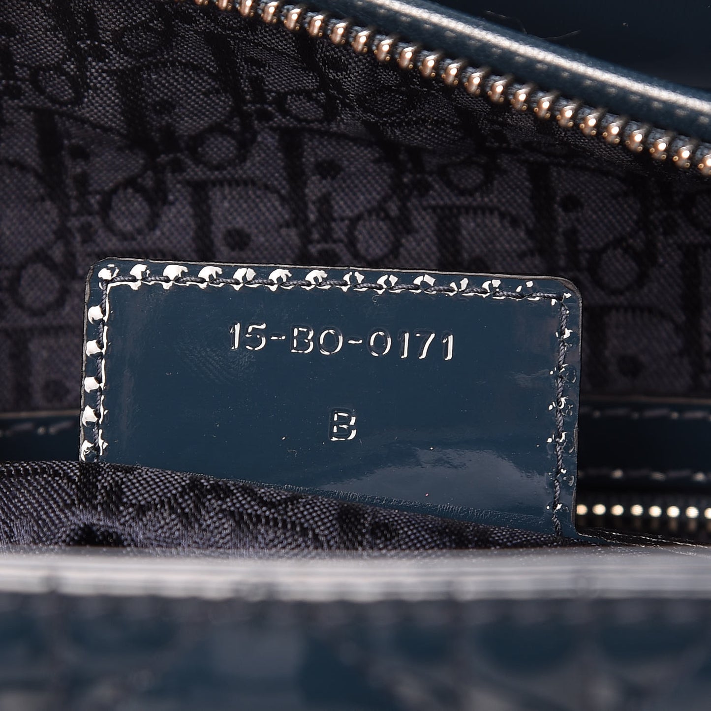 Patent Cannage Large Lady Dior Blue