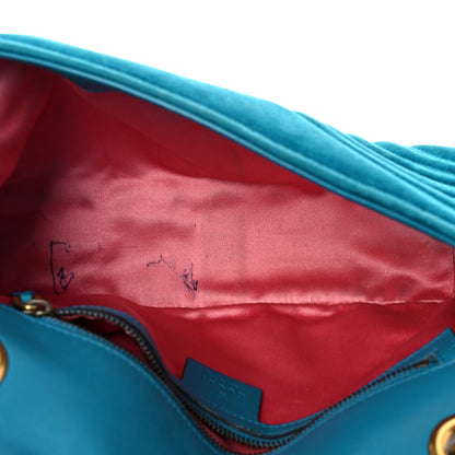 Gucci Velvet Matelasse Small GG Marmont Shoulder Bag Pavone Cyan 5 of 20
