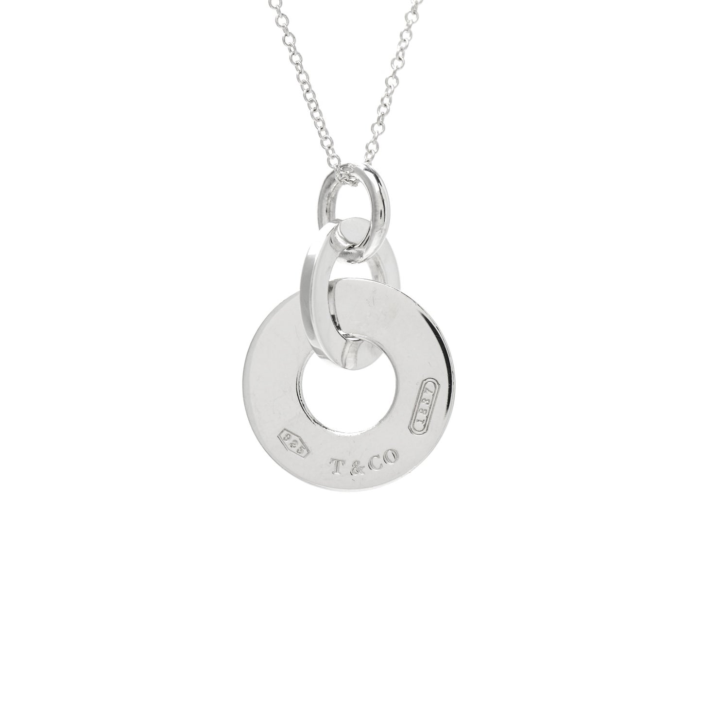 Sterling Silver 1837 Double Interlocking Drop Pendant Necklace