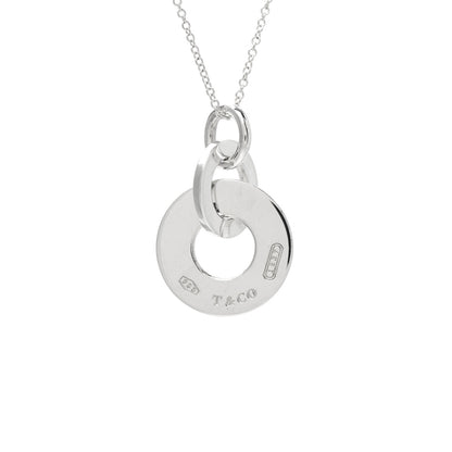 Tiffany Sterling Silver 1837 Double Interlocking Drop Pendant Necklace 5 of 6