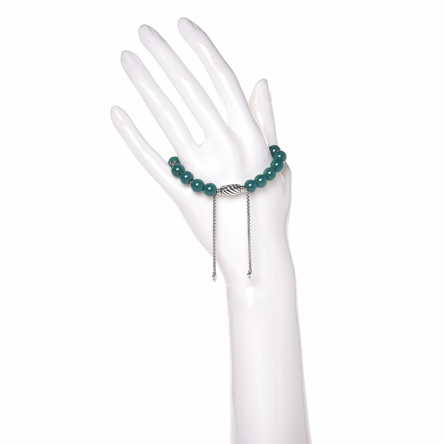 Sterling Silver Green Onyx 8mm Spiritual Beads Bracelet