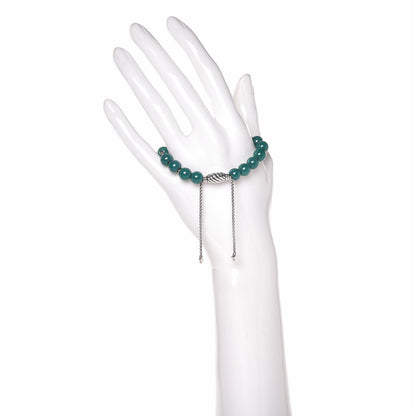 David Yurman Sterling Silver Green Onyx 8mm Spiritual Beads Bracelet 2 of 4