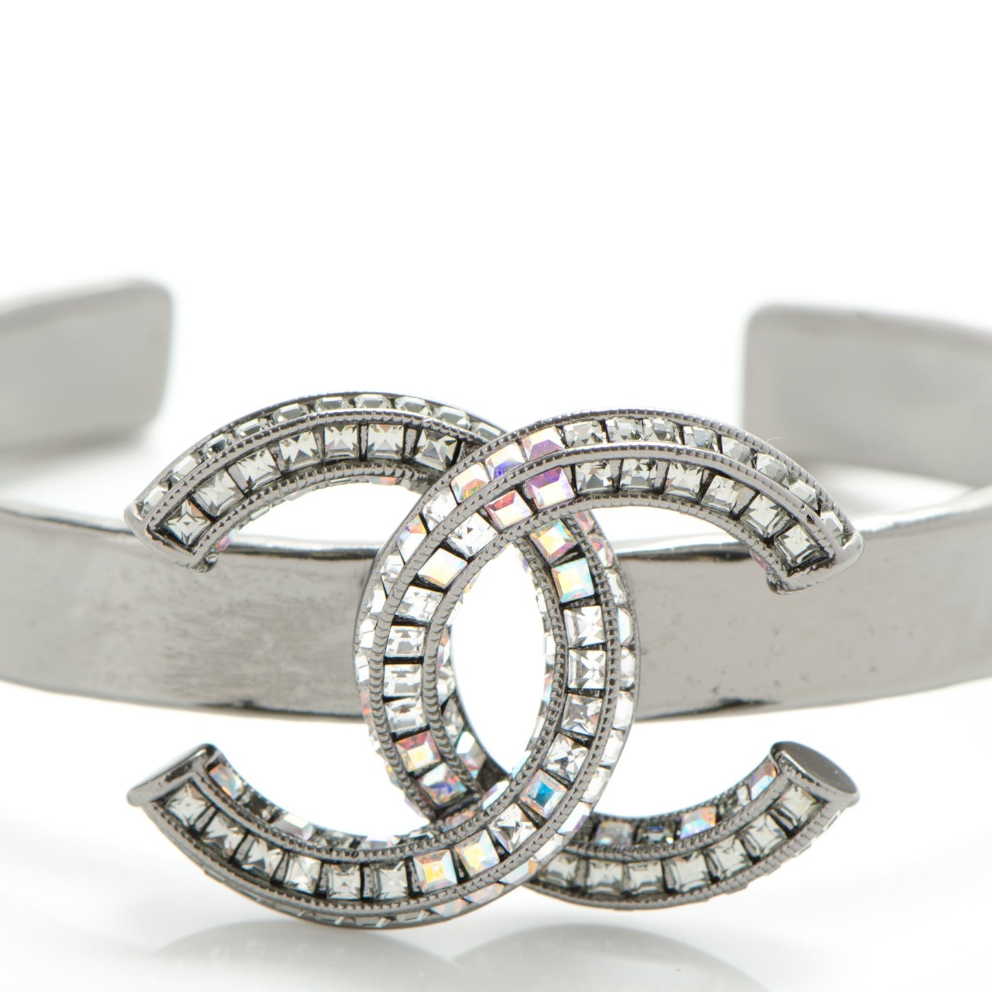 Hammered Ruthenium Baguette Crystal CC Cuff