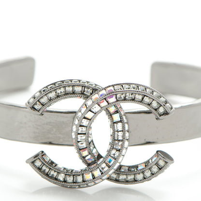 Chanel Hammered Ruthenium Baguette Crystal CC Cuff 4 of 5