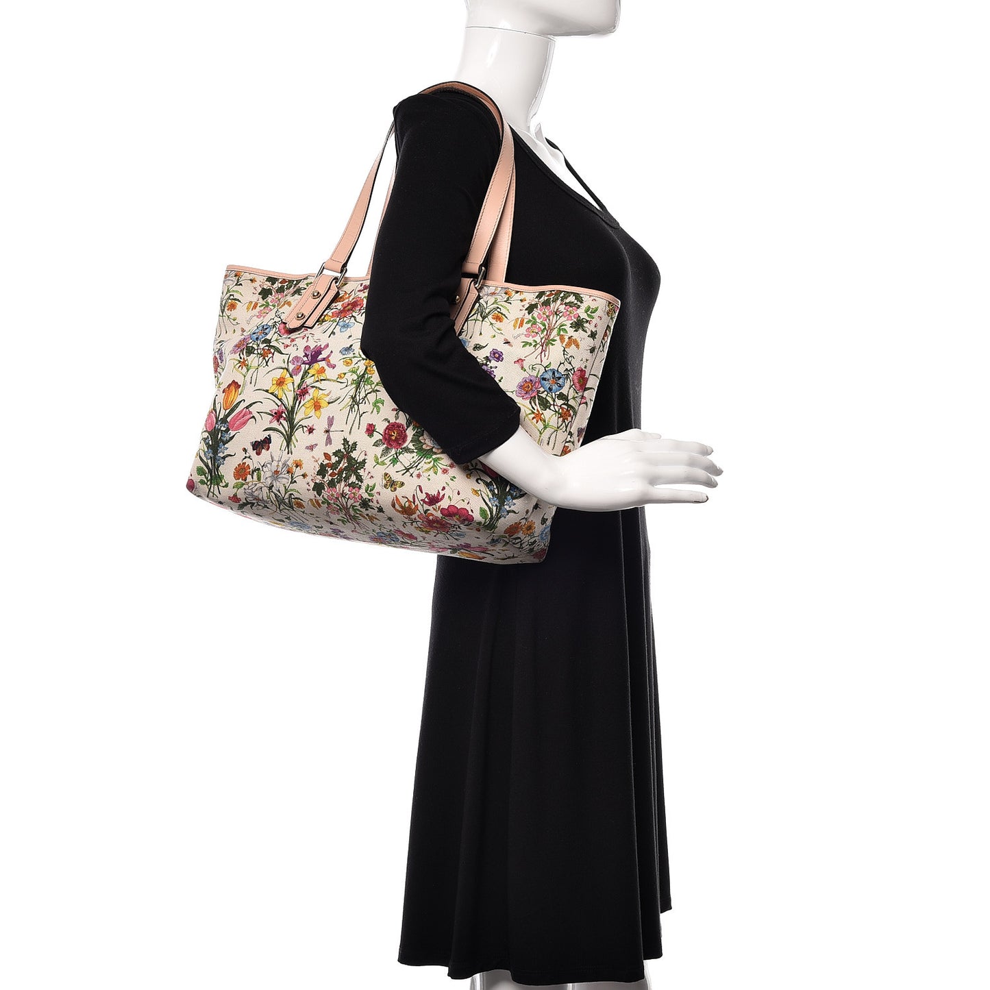 Canvas Flora Floral Medium Jolicoeur Tote White