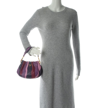 Prada Nappa Trembled Blossoms Stripes Crossbody Ibisco Viola 2 of 9