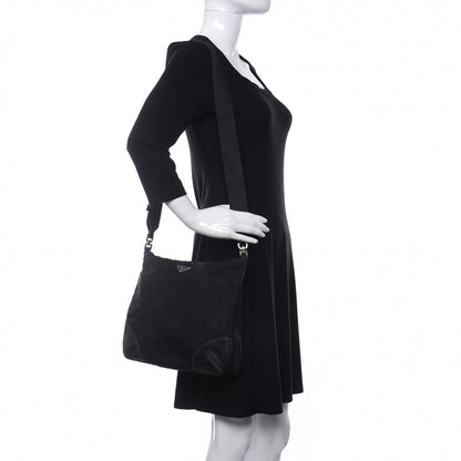 Prada Tessuto Nylon Calfskin Flat Messenger Bag Black 2 of 12