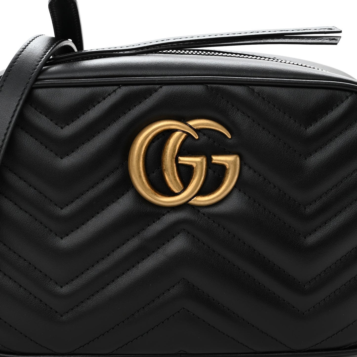 Calfskin Matelasse Small GG Marmont Chain Shoulder Bag Black