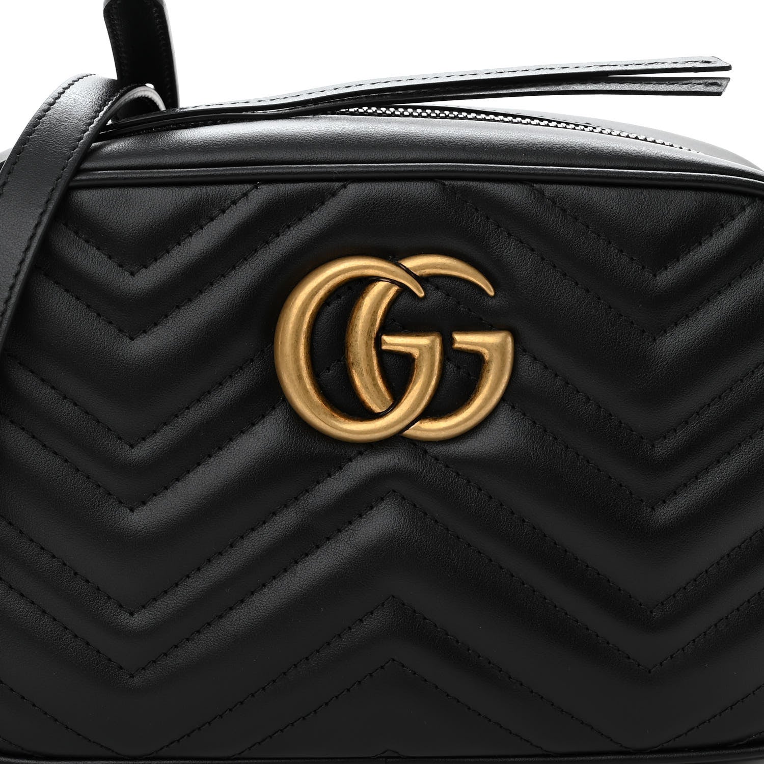 Gucci Calfskin Matelasse Small GG Marmont Chain Shoulder Bag Black 8 of 10