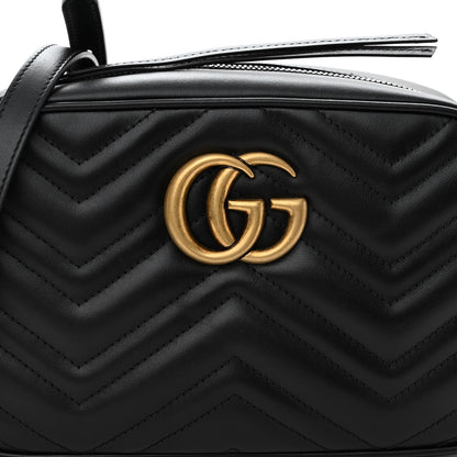 Gucci Calfskin Matelasse Small GG Marmont Chain Shoulder Bag Black 8 of 10