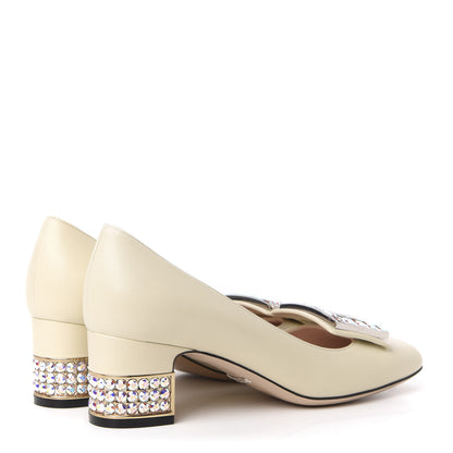 Gucci Malaga Kid Crystal Square G Madelyn Mid Heel Loafer Pumps 36.5 White 4 of 12