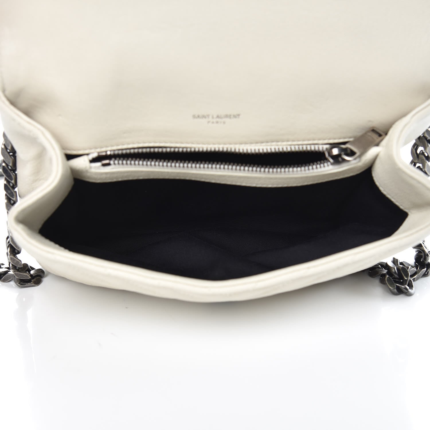 Saint Laurent Sheepskin Matelasse Chevron Monogram Medium College Bag Dove White 5 of 9