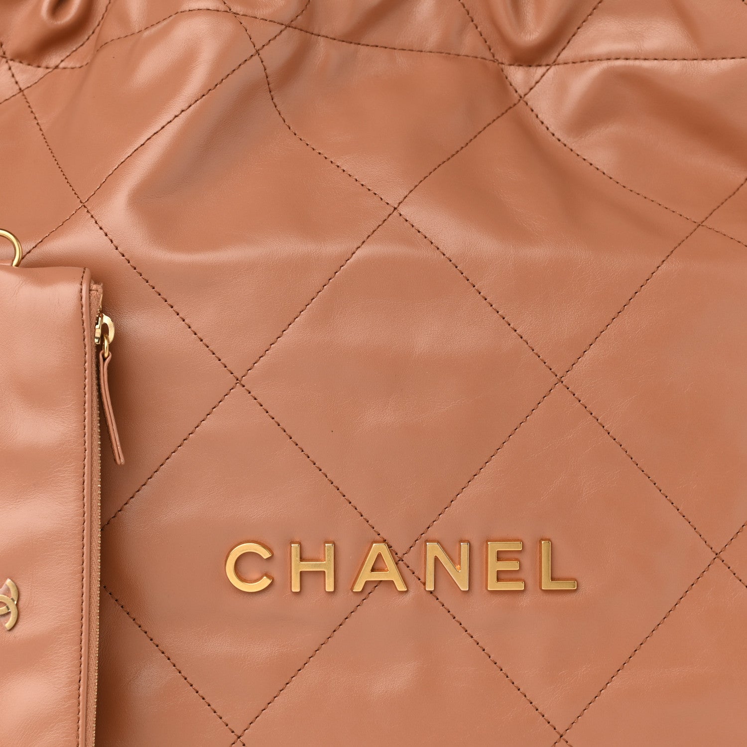 Chanel Shiny Calfskin Quilted Chanel 22 Camel 9 of 12